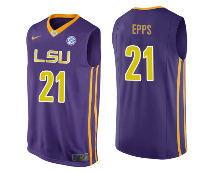 LSU Tigers #21 Aaron Epps Replica College Basketball Jersey Purple