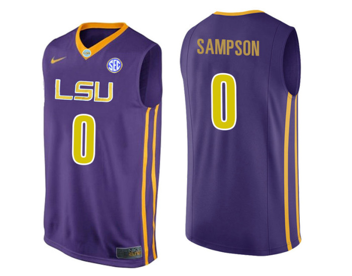 LSU Tigers #0 Brandon Sampson Replica College Basketball Jersey Purple