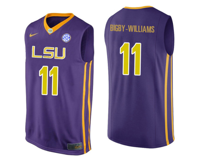 LSU Tigers #11 Kavell Bigby-Williams Authentic College Basketball Jersey Purple