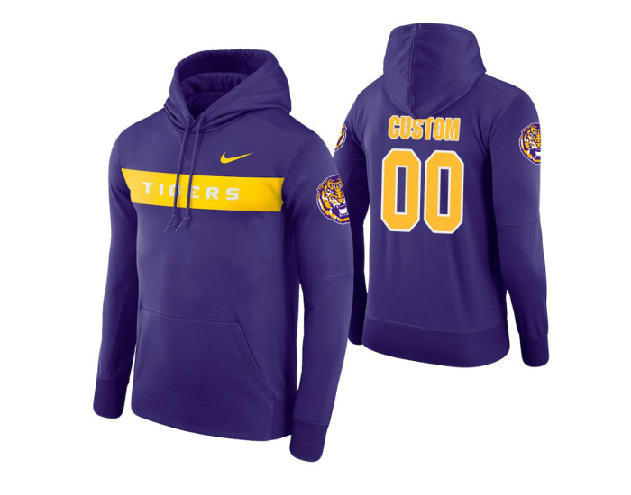 LSU Tigers #00 Custom Men's Purple Pullover Hoodie