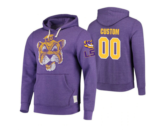 LSU Tigers #00 Custom Men's Purple College Basketball Hoodie