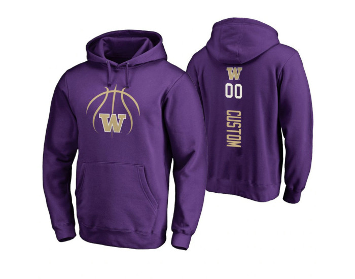 Washington Huskies #00 Custom Men's Purple College Basketball Hoodie