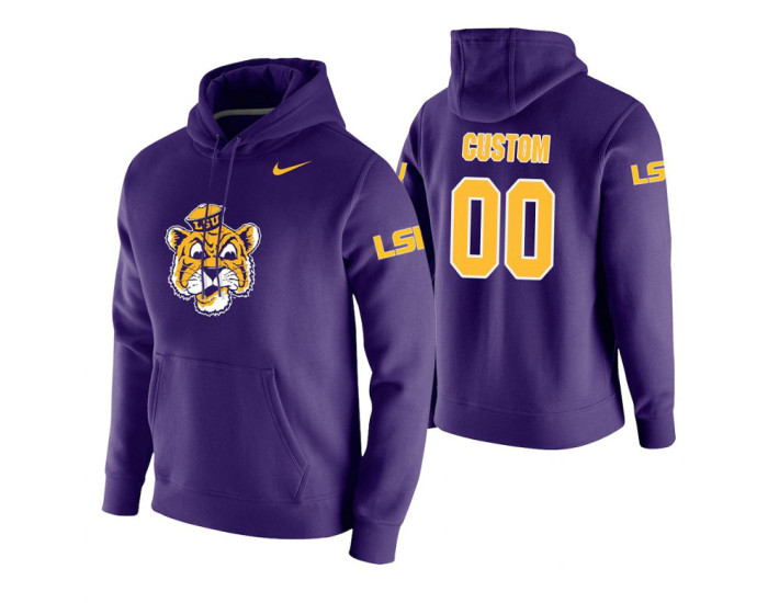 LSU Tigers #00 Custom Men's Purple College Basketball Hoodie