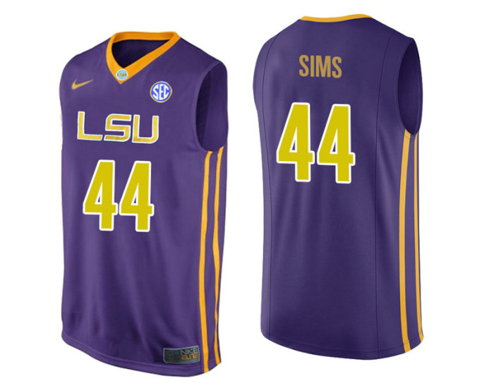 LSU Tigers #44 Wayde Sims Authentic College Basketball Jersey Purple