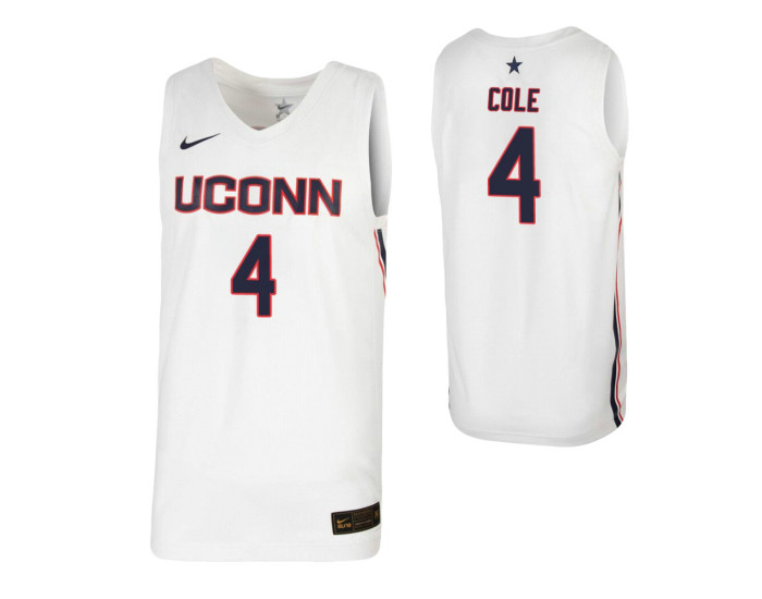 UConn Huskies #4 R.J. Cole White Replica College Basketball Jersey
