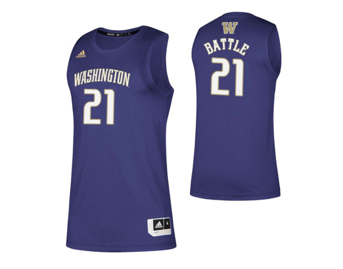 Washington Huskies #21 RaeQuan Battle Purple Authentic College Basketball Jersey