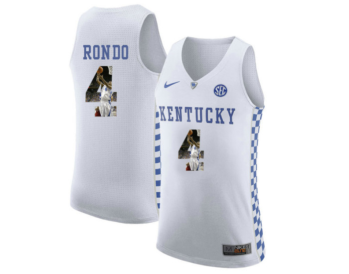 Youth Kentucky Wildcats #4 Rajon Rondo Authentic College Basketball Jersey White