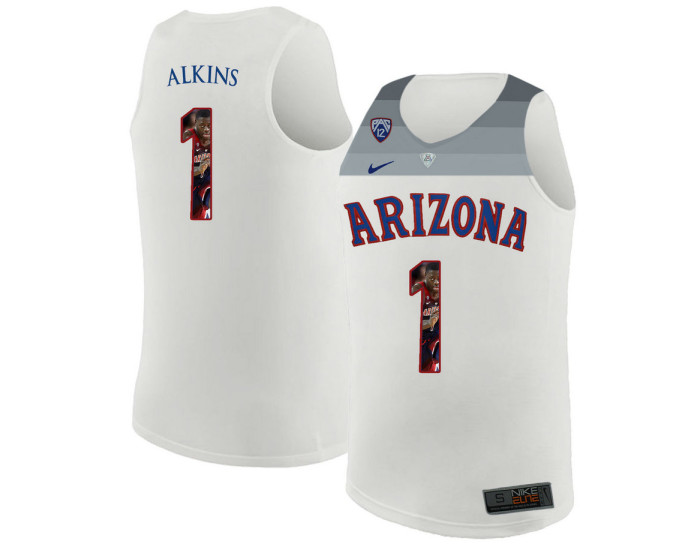 Arizona Wildcats #1 Rawle Alkins Authentic College Basketball Jersey White