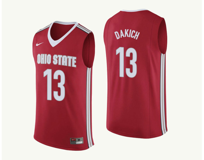 Ohio State Buckeyes #13 Andrew Dakich Replica College Basketball Jersey Red
