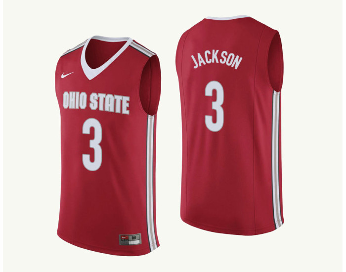 Youth Ohio State Buckeyes #3 C.J. Jackson Authentic College Basketball Jersey Red