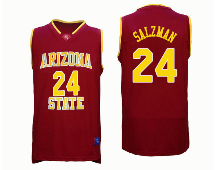 Youth Arizona State Sun Devils #24 Jordan Salzman Replica College Basketball Jersey Red