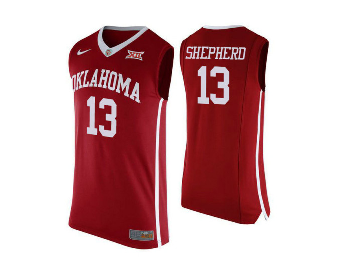 Youth Oklahoma Sooners #13 Jordan Shepherd Replica College Basketball Jersey Red