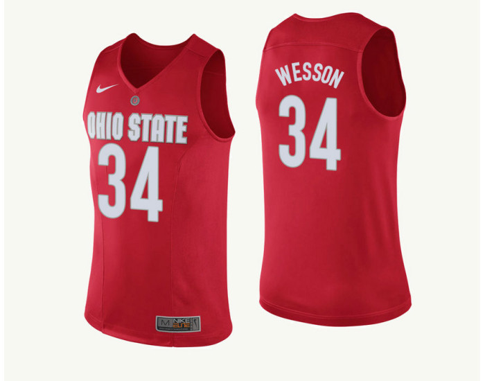 Ohio State Buckeyes #34 Kaleb Wesson Replica College Basketball Jersey Red