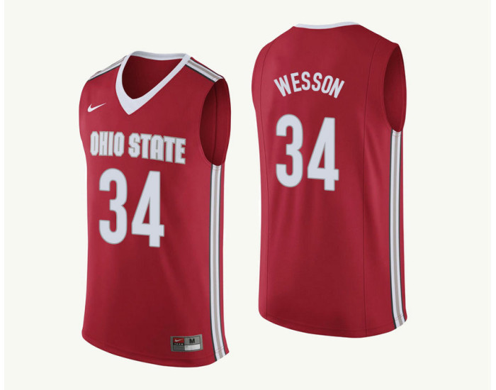 Youth Ohio State Buckeyes #34 Kaleb Wesson Authentic College Basketball Jersey Red