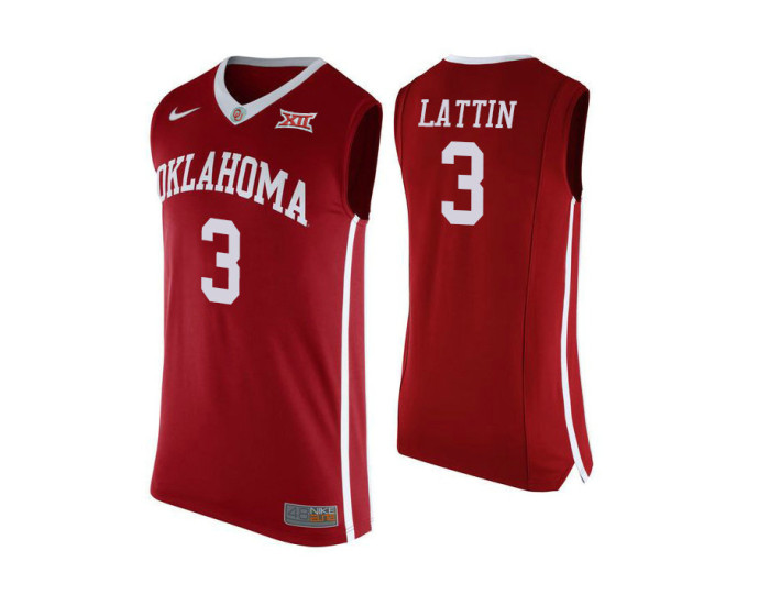 Oklahoma Sooners #3 Khadeem Lattin Authentic College Basketball Jersey Red