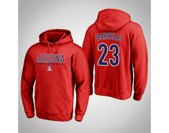 Arizona Wildcats #23 Alex Barcello Men's Red College Basketball Hoodie