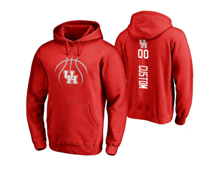 Houston Cougars #00 Custom Men's Red College Basketball Hoodie
