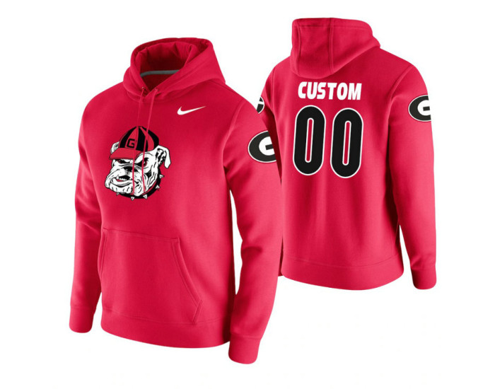 Georgia Bulldogs #00 Custom Men's Red College Basketball Hoodie