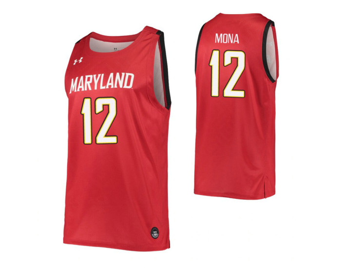 Maryland Terrapins 12 Reese Mona Replica College Basketball Jersey Red