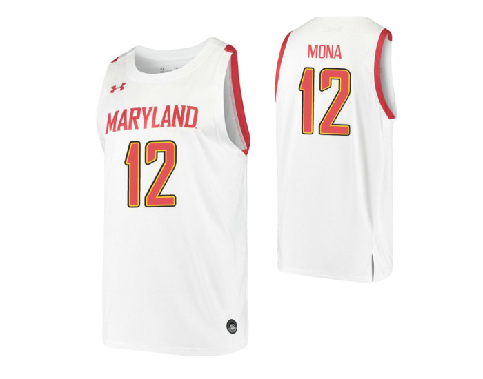 Maryland Terrapins #12 Reese Mona White Authentic College Basketball Jersey