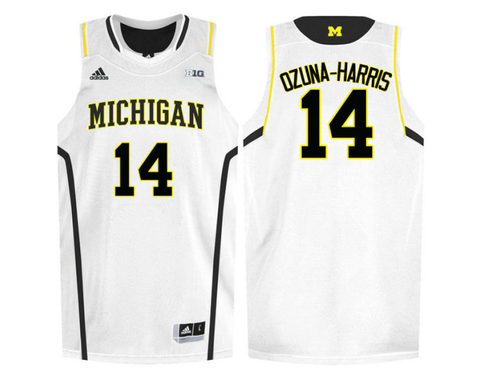 Youth Michigan Wolverines #14 Rico Ozuna-Harrison Replica College Basketball Jersey White