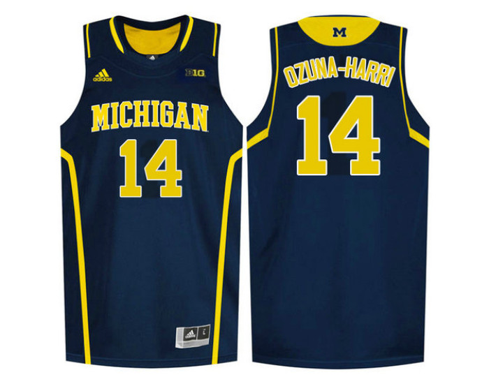 Michigan Wolverines #14 Rico Ozuna-Harrison Replica College Basketball Jersey Navy