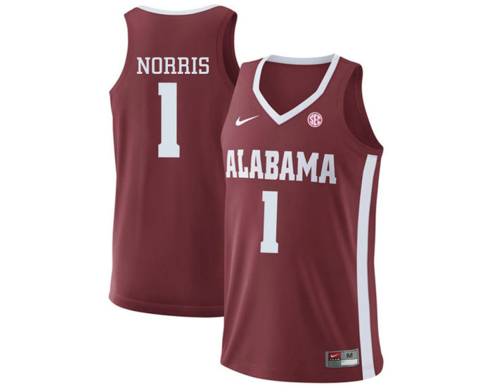 Alabama Crimson Tide #1 Riley Norris Authentic College Basketball Jersey Red