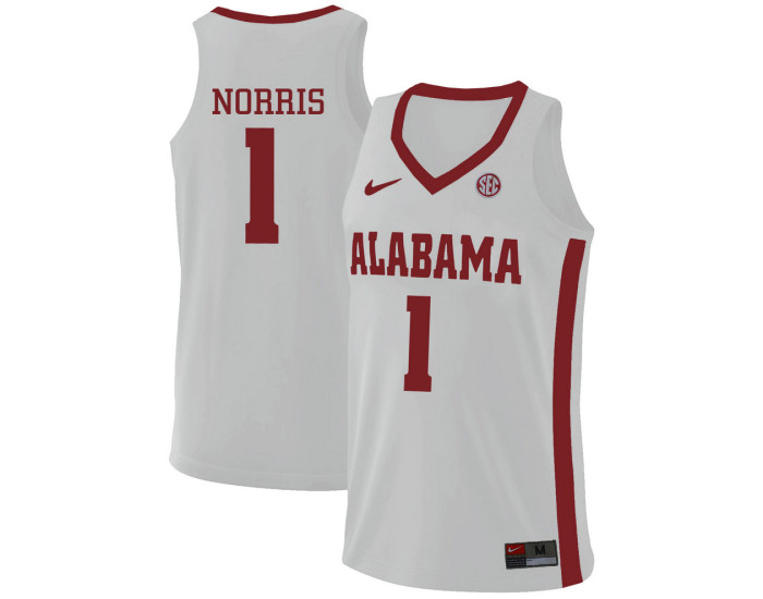 Alabama Crimson Tide #1 Riley Norris Authentic College Basketball Jersey White