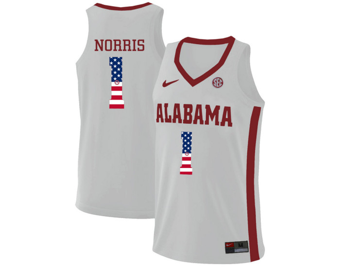 Youth Alabama Crimson Tide #1 Riley Norris Replica College Basketball Jersey White
