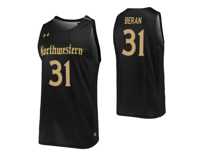 Robbie Beran Authentic College Basketball Jersey Black Northwestern Wildcats