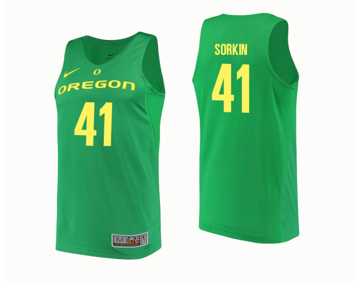 Youth Oregon Ducks #41 Roman Sorkin Replica College Basketball Jersey Green