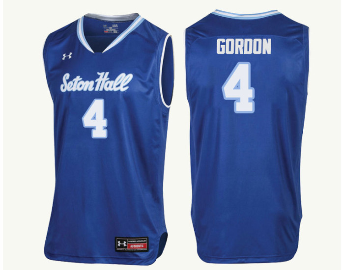 Youth Seton Hall Pirates #4 Eron Gordon Authentic College Basketball Jersey Royal