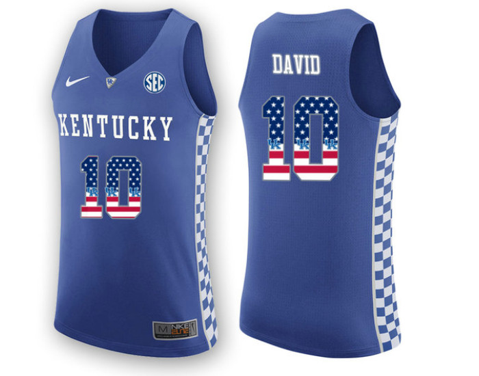 Kentucky Wildcats #10 Jonny David Replica College Basketball Jersey Royal