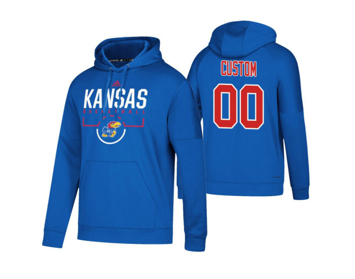 Kansas Jayhawks #00 Custom Men's Royal College Basketball Hoodie