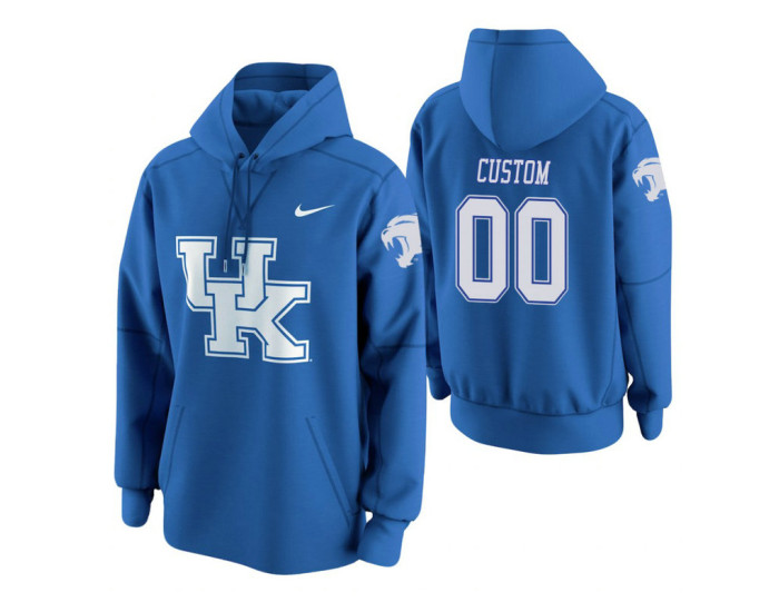 Kentucky Wildcats #00 Custom Men's Royal College Basketball Hoodie