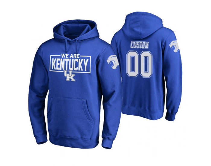 Kentucky Wildcats #00 Custom Men's Royal College Basketball Hoodie