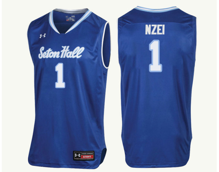 Seton Hall Pirates #1 Michael Nzei Authentic College Basketball Jersey Royal