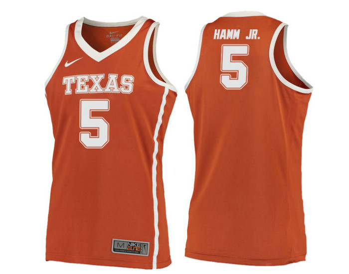 Youth Texas Longhorns #5 Royce Hamm Jr. Authentic College Basketball Jersey Orange