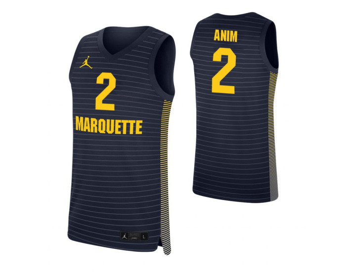 Marquette Golden Eagles #2 Sacar Anim Navy Authentic College Basketball Jersey