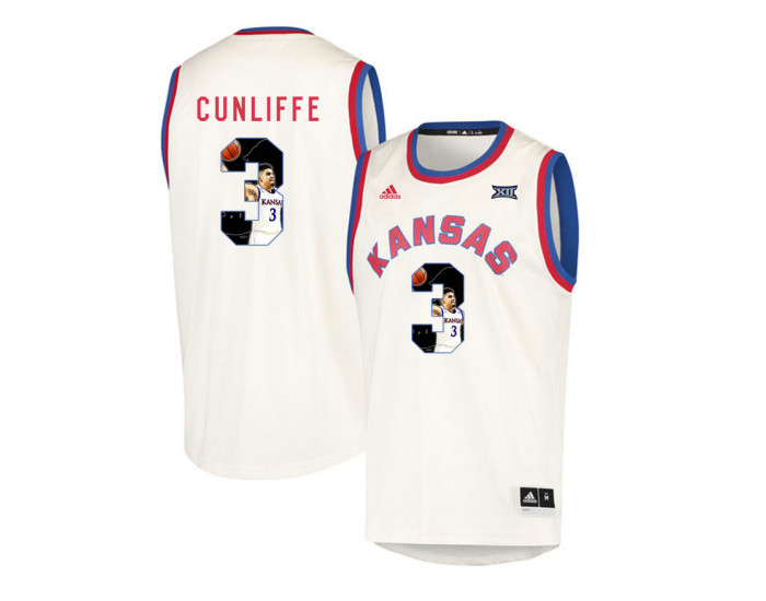 Kansas Jayhawks #3 Sam Cunliffe Replica College Basketball Jersey Cream