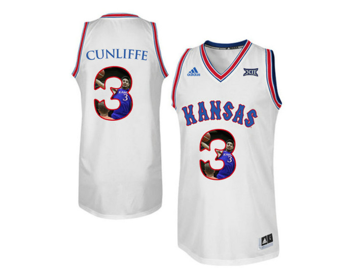Kansas Jayhawks #3 Sam Cunliffe Replica College Basketball Jersey White