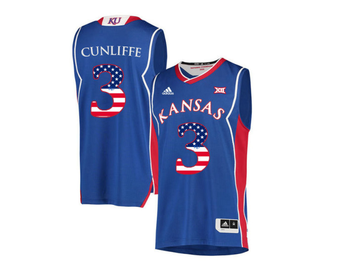 Kansas Jayhawks #3 Sam Cunliffe Authentic College Basketball Jersey Royal