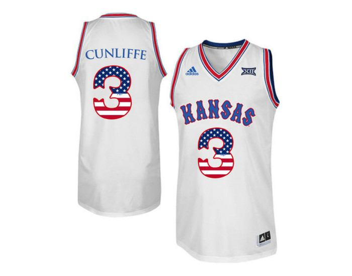 Youth Kansas Jayhawks #3 Sam Cunliffe Replica College Basketball Jersey White