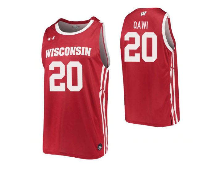 Youth Wisconsin Badgers #20 Samad Qawi Red Replica College Basketball Jersey