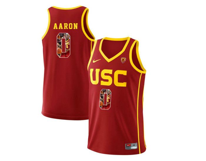 USC Trojans #0 Shaqquan Aaron Authentic College Basketball Jersey Red