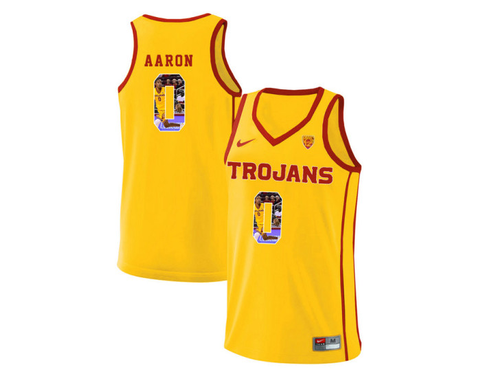 USC Trojans #0 Shaqquan Aaron Authentic College Basketball Jersey Yellow