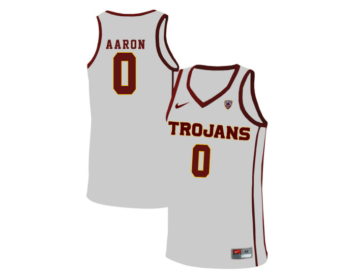 USC Trojans #0 Shaqquan Aaron Authentic College Basketball Jersey White