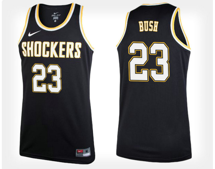 Wichita State Shockers #23 Brycen Bush Black Alternate Replica College Basketball Jersey