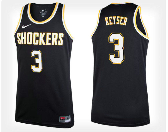 Wichita State Shockers #3 C.J. Keyser Black Alternate Authentic College Basketball Jersey