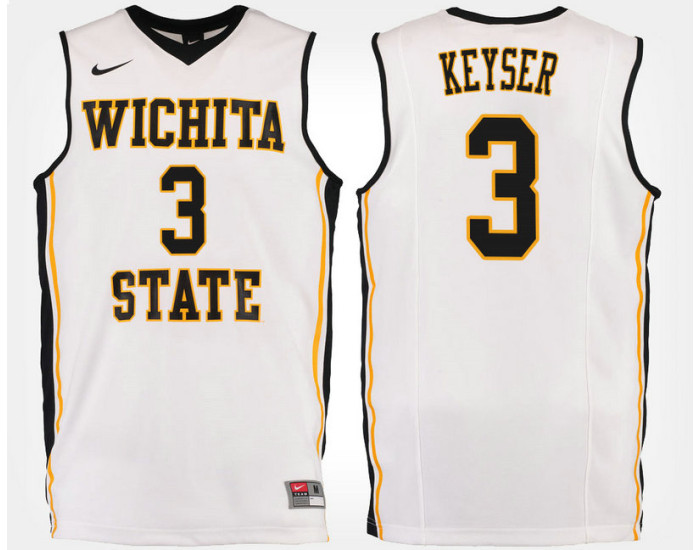 Wichita State Shockers #3 C.J. Keyser White Road Authentic College Basketball Jersey